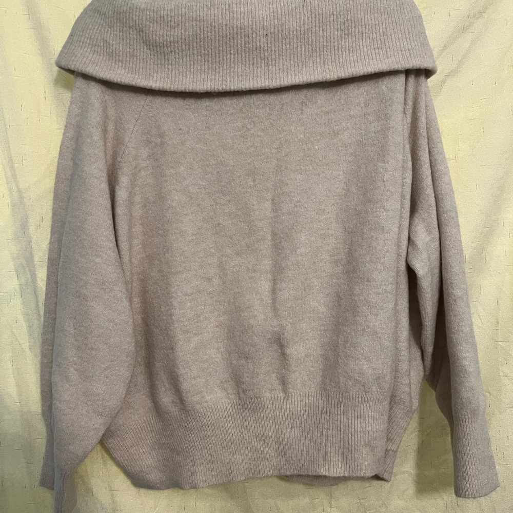H&M Tan Off-the-Shoulder Sweater with Cowl Neck and Long Sleeves
